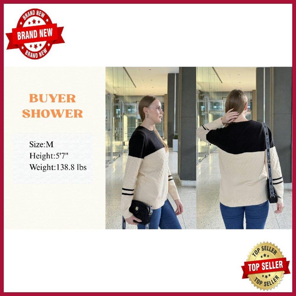 Soft Crewneck Pullover Sweater, Viscose Blend, Fall Casual Wear - Picture 7 of 8